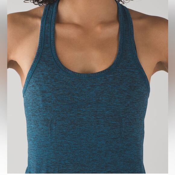 Lululemon Swiftly racerback tank top Capri blue black 6 - Picture 3 of 10